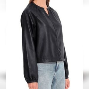 Avec Les Filles Vegan Leather Button Up In Black Size XL